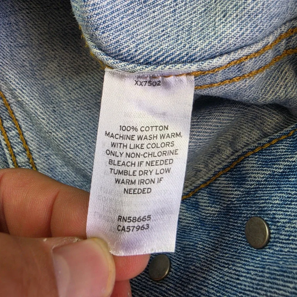 The Rail Denim Trucker Biker Jacket Mens Medium Light Wash Blue Casual Ladies